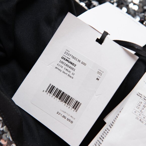 Marella Osmund2 Skirt Jersey Midi Straight Sequins Silver Black Size Medium New - Picture 3 of 10